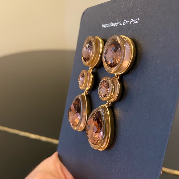 NWT J. Crew triple stone drop statement earrings - Picture 8 of 16